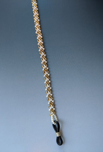 Spectacle chain - Gold & White Chevron