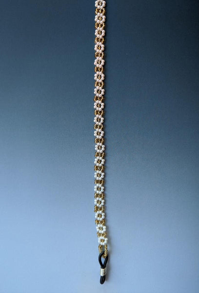 Spectacle chain - Gold & White Flowers